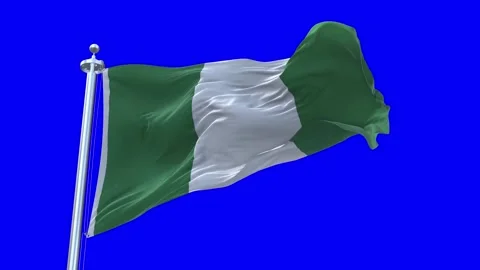 Nigeria Flag Waving in Loopable and Textured green screen background Stock Footage 296876096