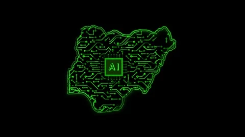 Nigeria Map AI Chipset Technology Opener Video stock 337082024