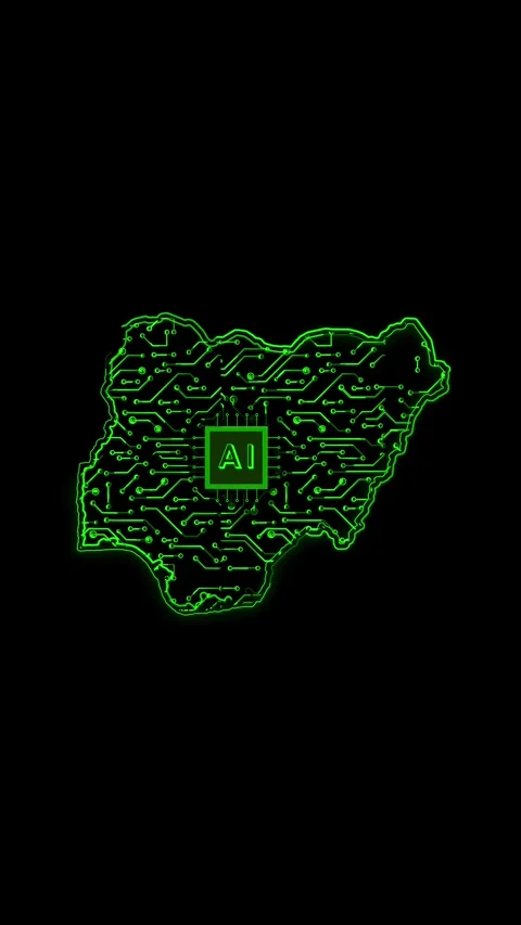 Nigeria Map AI Chipset Technology Opener 스톡 동영상 337172322