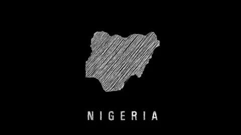 Nigeria map appearing with scribble effect on black background Stock Footage 319018712