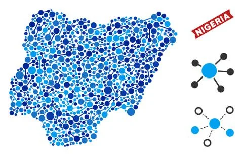 Nigeria Map Connections Composition Stock Illustration