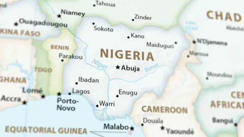 Nigeria on a Map with Defocus (4K) Stock Footage 101467146