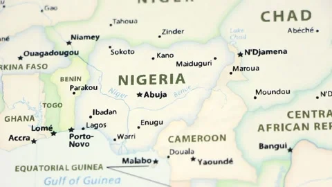 Nigeria on a Map (with Defocus) Stock Footage 90279960