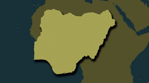 Nigeria map - extract. Shadow. Pattern. Labels Stock Footage 322720976