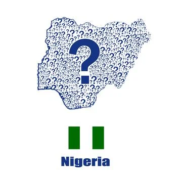 Nigeria  map flag made from question mark. Stock Illustration