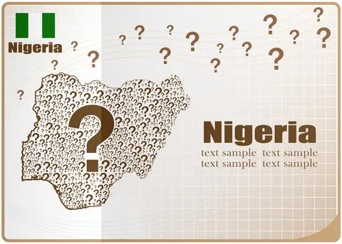 Nigeria  map flag made from question mark. Stock Illustration