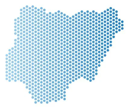 Nigeria Map Hex-Tile Scheme Ilustração Stock