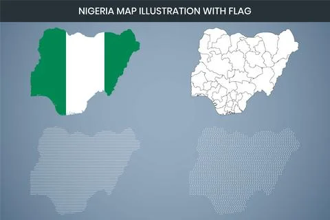 Nigeria Map Illustration with Flag Stock-Illustration