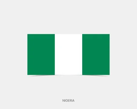 Nigeria Rectangle flag icon with shadow. Stock Illustration
