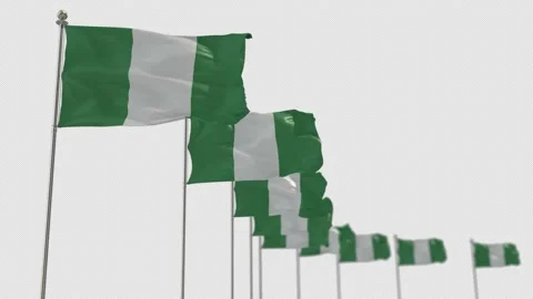 Nigeria Row Of Flags Animation Include Alpha Channel  Video stock 163381321