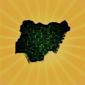 Nigeria sunburst map with hex code illustration Illustrazione stock