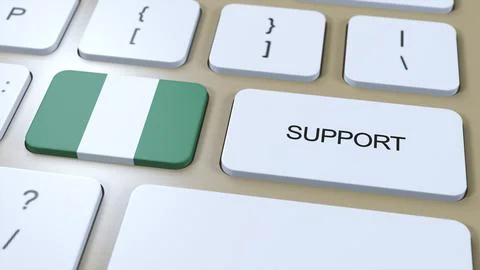 Nigeria Support Concept. Button Push 3D Illustration. Support of Country or G Stock Illustration