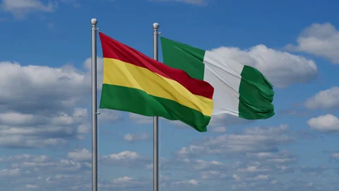 Nigeria waving flags Stock Footage 284789106