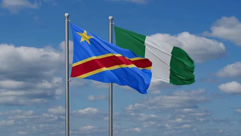 Nigeria waving flags Stock Footage 284800633