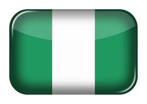 Nigeria web icon rectangle button with clipping path 3d illustration Stock Illustration
