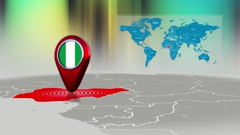 Nigeria World Map Pin Location Background Loop 4k Stock Footage 341815724