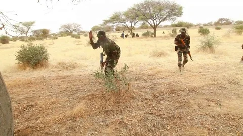 Nigerian army commandos conduct an exercise against terrorist group Boko haram. Stock Footage 74813367