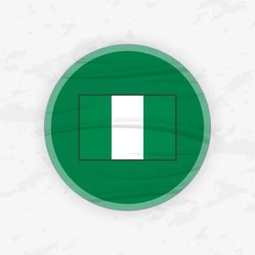Nigerian Flag in a Circular Emblem Design, Abstract Round Sticker Illustratio Ilustração Stock
