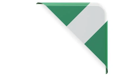 Nigerian flag corner, button. 3D rendering Stock Illustration