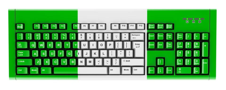 Nigerian flag painted on computer keyboard. 3D rendering Stockillustratie