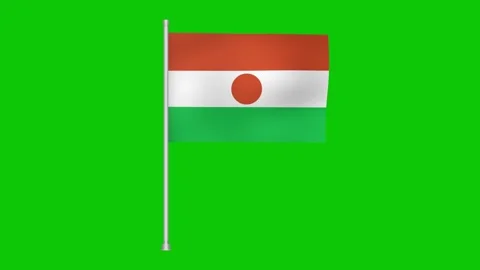 Nigerian flag waving gently on a pole against a bright green screen backdrop Stock Footage 317542480