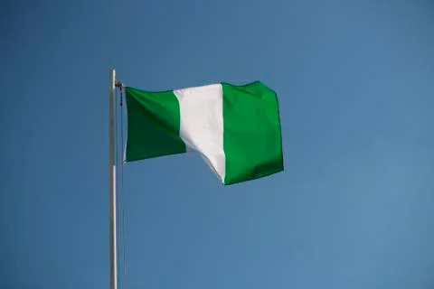Nigerian flag in the wind Stock Photos