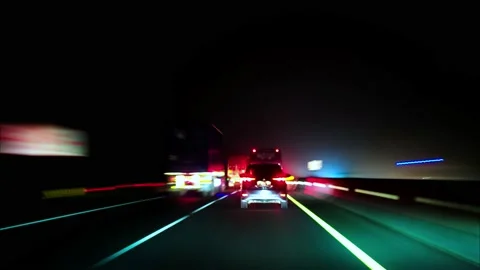 Nigh Driving Timelapse Toll Highway Road. Point of View Car Vehicle Driving 스톡 동영상 202301341