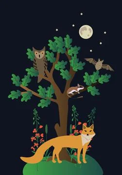 Nigh nature vector Stock Illustration
