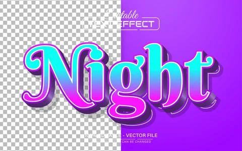 Night 3d style text effect Stock Illustration