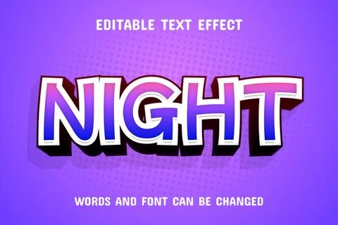 Night 3d text effect Stock Illustration
