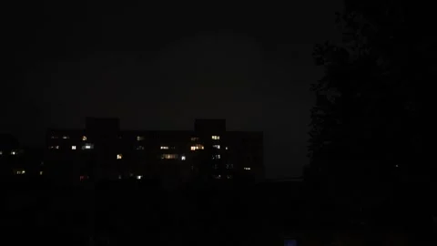 Night 4k clip with violent lightning storm in the city Stock-Footage 278405577