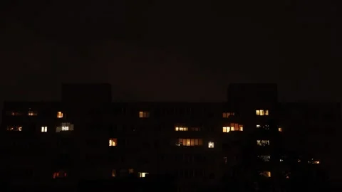 Night 4k clip with violent lightning storm in the city 스톡 동영상 278405603