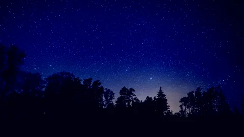 Night 4k time lapse with starry sky and landscape. Stock Footage 244515469