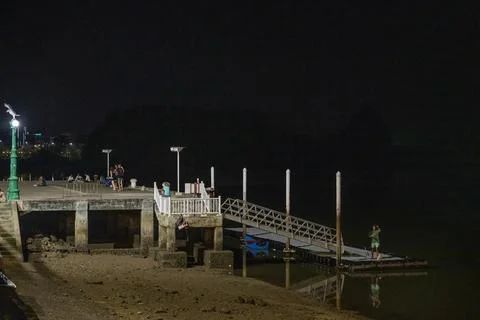 Night Activity at KrabiKo Klang Ferry Landing Stock Photos