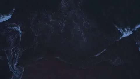 Night Aerial from Intimidating breakers at Pacific Ocean. AERIAL Stock Footage 102906814