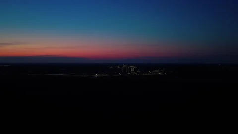 Night Aerial of Soybean Processing Plant for Renewable Fuel in North Dakota Stock Footage 337543225