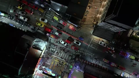 Night Aerial Top-Down View of Traffic in Patong Vídeos de archivo 336589744