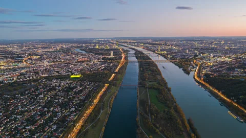 Night aerial Vienna hyperlapse Stock Footage 297784994