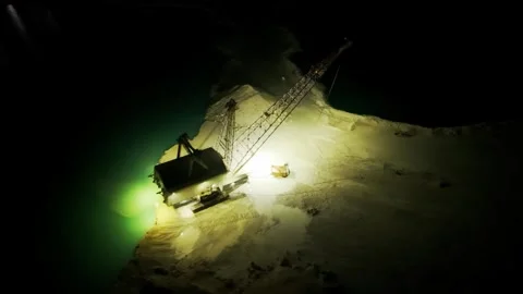 Night Aerial View of Canal Dredging Near Grand Bahama Shipyard, Freeport Video stock 330193833