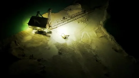 Night Aerial View of Canal Dredging Near Grand Bahama Shipyard, Freeport Stock Footage 330193959