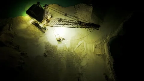 Night Aerial View of Canal Dredging Near Grand Bahama Shipyard, Freeport Stock Footage 330193993