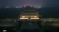 Night Aerial View, Gate to Forbidden City, Center Beijing, China, Air Pollution HD Footage
