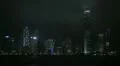 Night Aerial View of Hong Kong Island Skyline, Victoria Harbour, Kowloon HD Footage