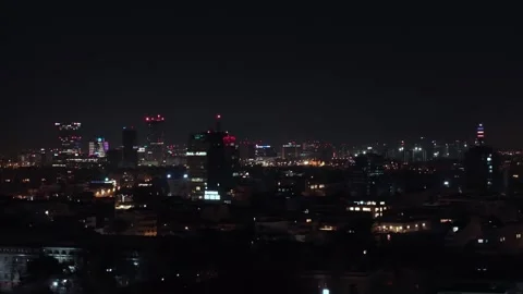 Night Aerial View over Bucharest. Flyover night shot in urban area. Stock Footage 263712013