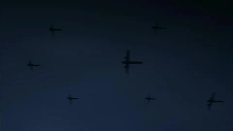 Night air fleet flight Stock Footage 261632618