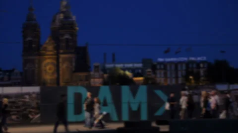 Night Amsterdam center Stock Footage 37751192