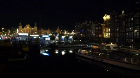 Night Amsterdam center Stock Footage 37751216