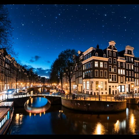 Night Amsterdam Video stock 316371014