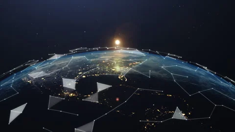 Night and day Planet Earth with global communication digital lines.Data exchange Stock Footage 273750415