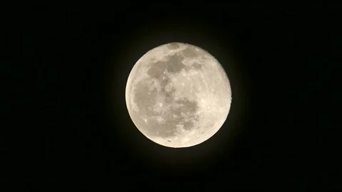 Night and full moon, full moon shining in dark sky, very close-up full moon v 動画素材 170518331